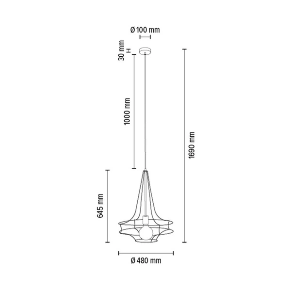Lampa wisząca Casa Rina 1xE27 Max.60W Dąb olejowany/Czarny metal/Czarny kabel PCV 179419104