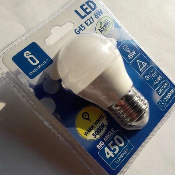 Ball bulb G45 E27 6W Warm 3000K