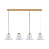 Lampa Wisząca Anna 4xE27 Max.60W Dąb Olejowany/Przezroczysty Kabel PCV/Szkło Białe 17940474