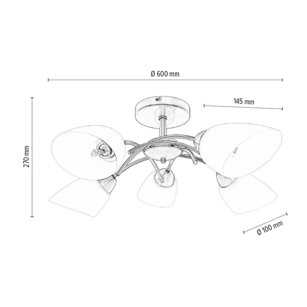 Lampa Sufitowa Viletta 5xE27 Max.60W Patyna Metal/Białe Szkło 8141511