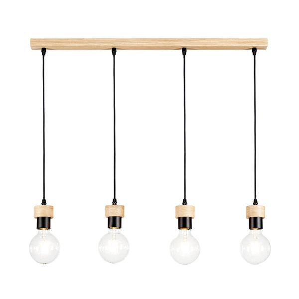 Clarte Wood Pendant Lamp 4xE27 Max.60W Oiled Oak/Black Metal/Black Fabric Cable 3274474