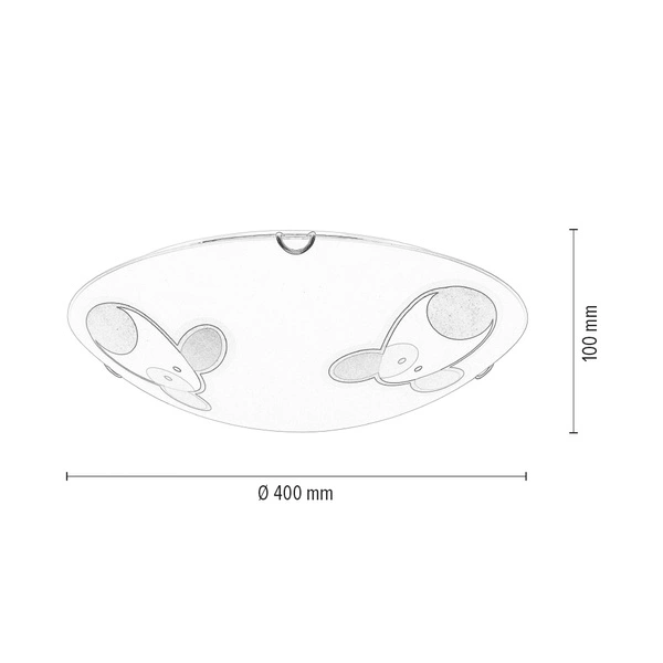 Doggy Ceiling Lamp 2xE27 Max.60W Chrome Metal/White Glass with Dog Pattern 4584002