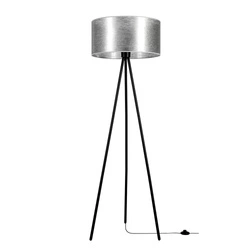 Lampa podłogowa Nevoa 1xE27 maks. 40W Czarny metal/Czarny kabel PCV/Srebrny klosz z tkaniny 151930104