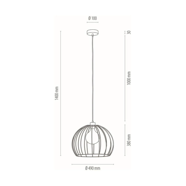 Coop Pendant Lamp 1xE27 Max.60W Black Metal/Black PVC Cable 1882904