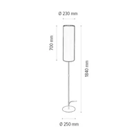 Lampa podłogowa Tina 1xE27 maks. 60W Czarny metal/czarny kabel PVC/biały klosz z tkaniny 6010404410476
