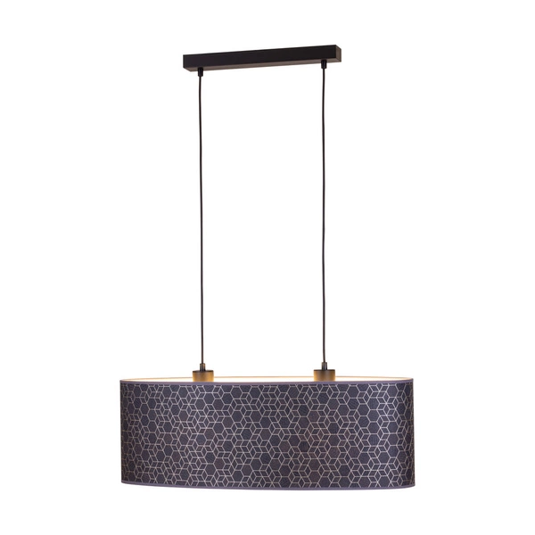 Galance Pendant Lamp 2xE27 Max.40W Black Metal/Black Fabric Cable/Black-Gold Wallpaper Shade 1026021310625