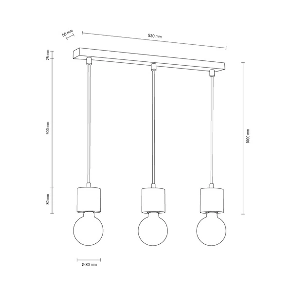 Trongo Round Lampa Wisząca 3xE27 Max.60W Dąb Olejowany/Antracyt/W Oplocie 7061374L