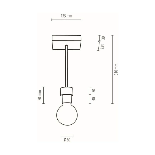Chandelle Ceiling Lamp 1xE27 Max.40W Oiled Oak/Black Metal 8424174