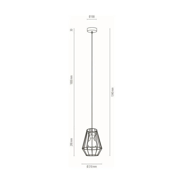 Endorfina Pendant Lamp 1xE27 Max.60W Oiled Oak/Black Metal/Black PVC Cable 1321104
