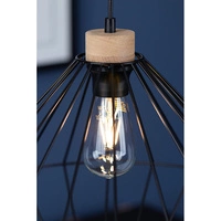 Raquelle Pendant Lamp 1xE27 Max.60W Oiled Oak/Black Metal/Black PVC Cable 187119104