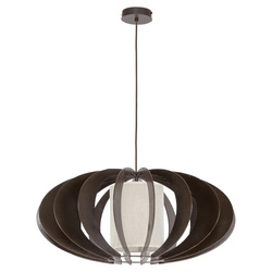 Keiko Pendant Lamp 1xE27 Max.60W Wenge Wood/Black Metal/Beige Fabric Shade 1030151