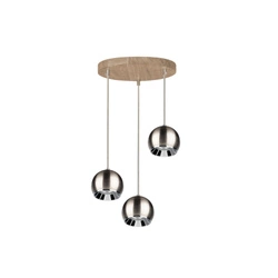 Ball Wood Pendant Lamp Incl. 3xLED GU10 5W Oiled Oak/Satin Metal