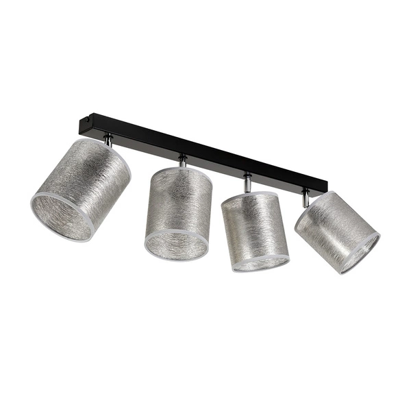 Nevoa Ceiling Lamp 4xE27 Max.25W Black Metal/Chrome Metal/Silver Fabric Shade 56794404