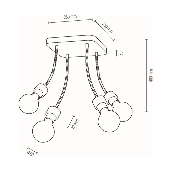 Allumer Ceiling Lamp 4xE27 Max.25W Oiled Oak/Black Metal 5414474