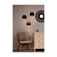 Ball Wood Pendant Lamp Incl. 3xLED GU10 5W Oiled Oak/Black Metal 5143374R