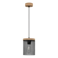 Lampa Wisząca Monsun 1xE27 Maks. 60W Witraż Sosna Brązowa/Czarny Kabel PCV/Szkło Dymne 161859151