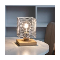 Norman Wood Table Lamp 1xE27 Max.25W Oiled Oak/Chrome Metal/Transparent PVC Cable 9175974