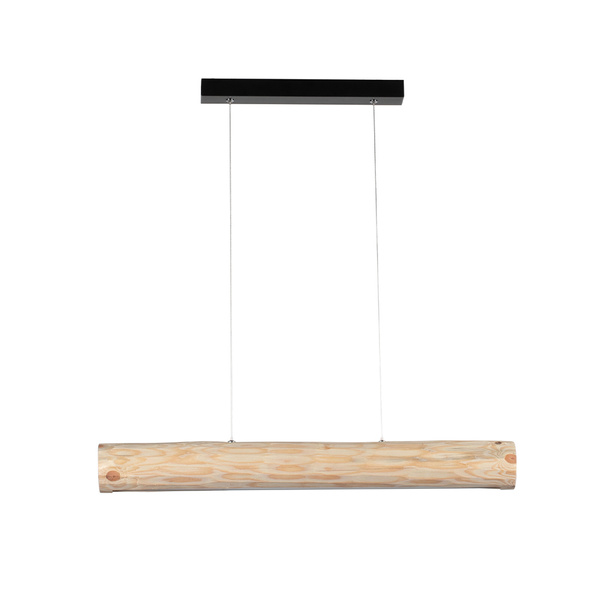 Lucas Pendant Lamp 1xLED Samsung 24V Integrated 2380lm 3000K 25,5W Natural Pine/Black Metal/Transparent PVC Cable with Touch Dimmer