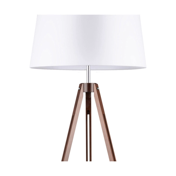 Tripod Floor Lamp 1xE27 Max.60W Walnut Beech Wood/Transparent PVC Cable/White Fabric Shade 6021076