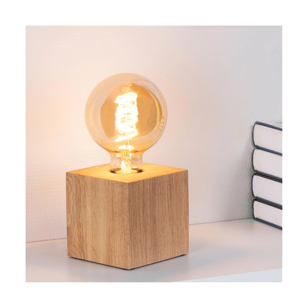 Trongo Square Table Lamp 1xE27 Max.25W Oiled Oak/Black PVC 7179174