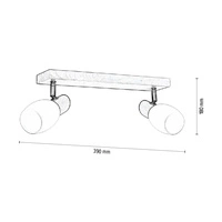 Birgit Ceiling Lamp 2xE14 Max.40W Birch Wood/White Glass 2026016820766
