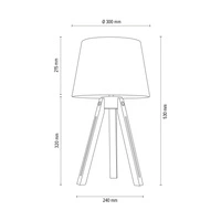 Tripod Table Lamp 1xE27 Max.40W Walnut Beech Wood/Transparent PVC Cable/Black Fabric Shade 6115076