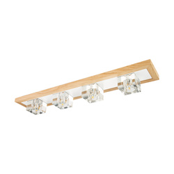 Berko Ceiling Lamp Incl. 4xG4 2,5W Oiled Oak/White Metal/White-Transparent Glass