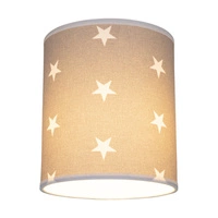 Lampshade Cylinder E27 H20 Gray-White Fabric with stars pattern A1318