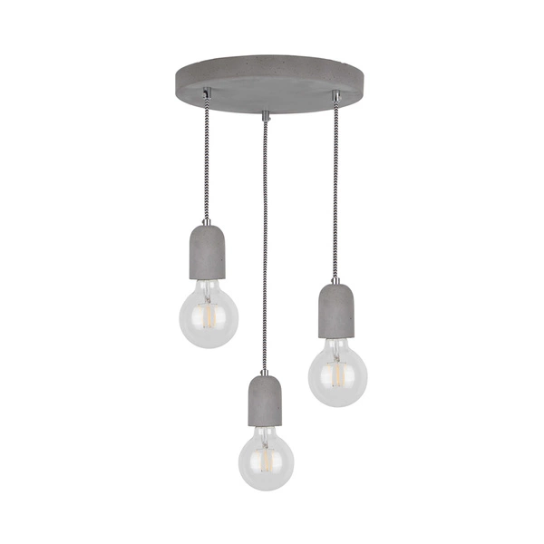 Amory Pendant Lamp 3xE27 Max.60W Gray Concrete/Black-White Fabric Cable