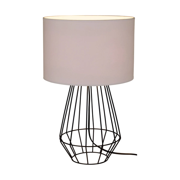 Endorfina Table Lamp 1xE27 Max.60W Black Metal/Black PVC Cable/White Fabric Shade 7322104