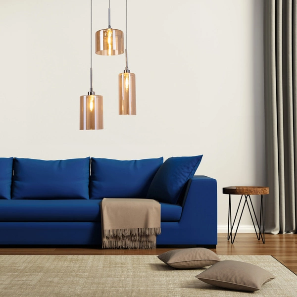 Lampa wisząca Eurybia w zestawie Kabel 3xG9 Max.28W z chromowanego metalu/szampana/przezroczystego PVC 1360328