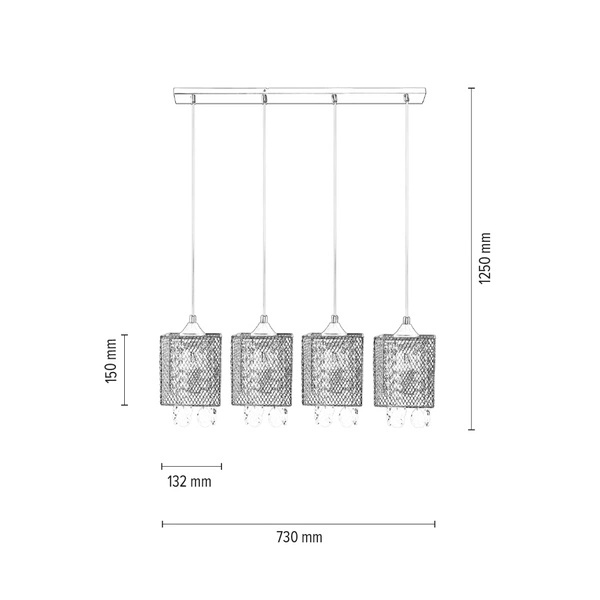 Gracja Pendant Lamp 4xE27 Max.60W Chrome Metal/Transparent PVC Cable/Transparent Glass 8174428