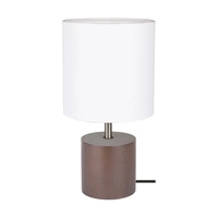 Trongo Round Table Lamp 1xE27 Max.25W Walnut Beech Wood/Black PVC Cable/White Fabric Shade 7181976