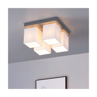 Great Ceiling Lamp 4xE27 Max.25W Gray Concrete/White Fabric Shade 2241436