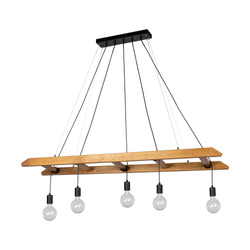 Eskalo Pendant Lamp 5xE27 Max.60W Stained Pine Brown/Black Metal/Black PVC Cable