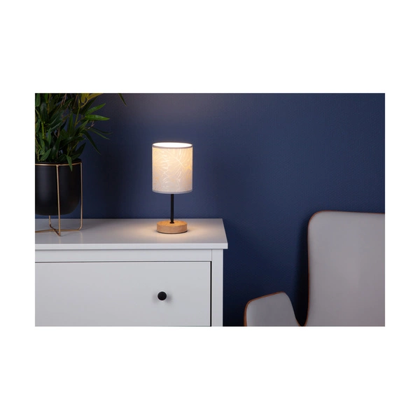 Lampa Stołowa Mateo 1xE27 Max.25W Dąb Olejowany/Czarny Kabel PCV/Tapeta Beżowa 87814174