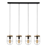 Netuno Pendant Lamp 4xE27 Max.60W Black/Oiled Oak 184159404