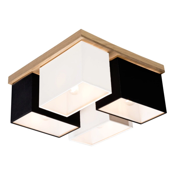 Paloma Ceiling Lamp 4xE27 Max.25W Oiled Oak/Black Fabric Shade/White Fabric Shade 2451474
