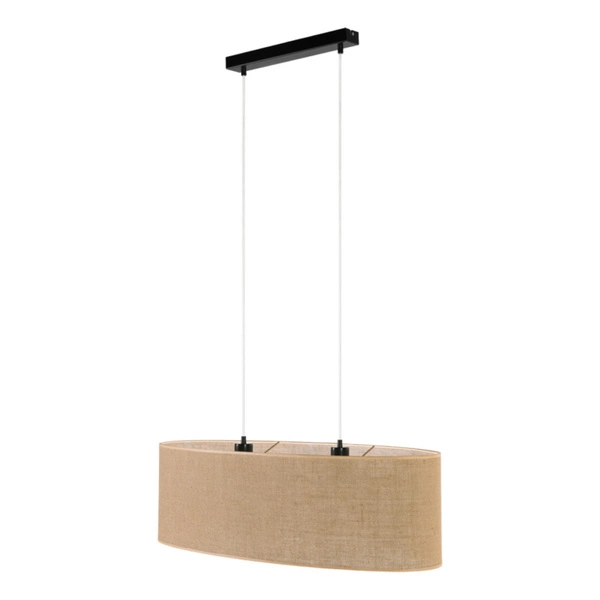 Jute Hanging Lamp 2xE27 Max.40W Black/Transparent/PVC/Beige