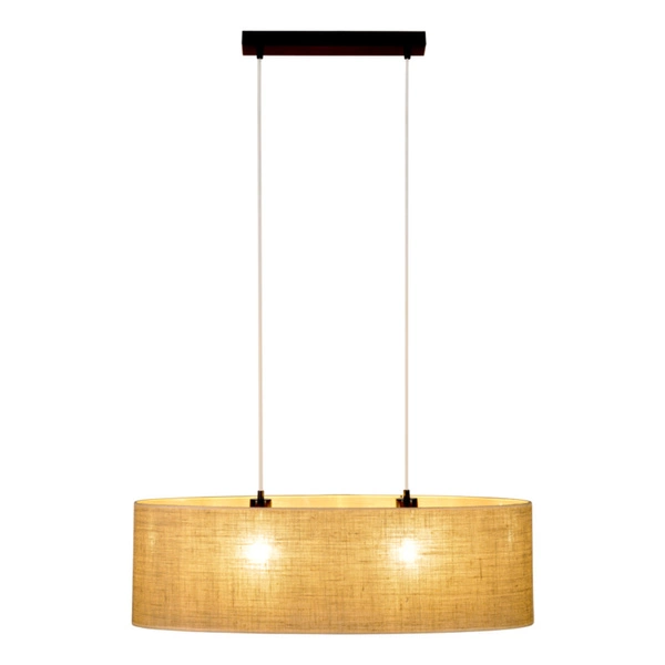 Jute Hanging Lamp 2xE27 Max.40W Black/Transparent/PVC/Beige 17910204