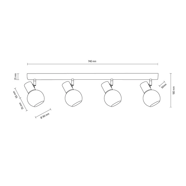 Karin Ceiling Lamp 4xE14 Max.40W Oiled Oak/White 2231474