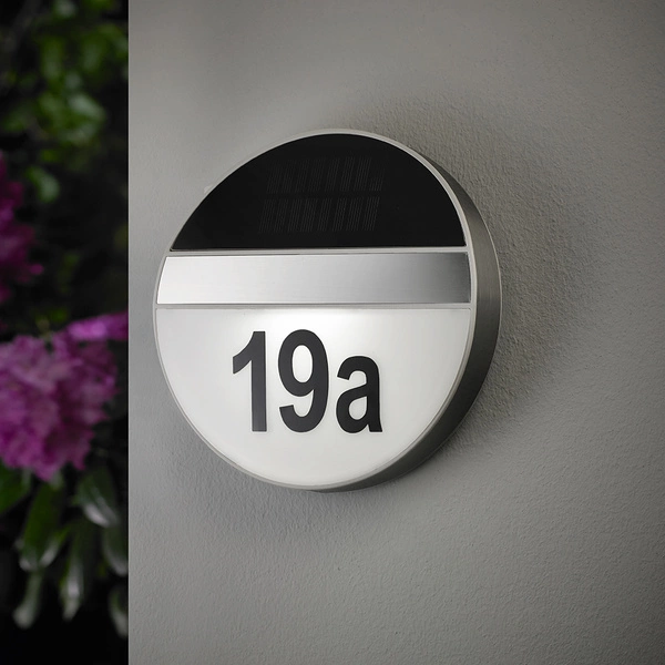 Solar House Number Wall Lamp Incl. 3x0,1W LED Satin Metal/White-Black Synthetic Material 6710302