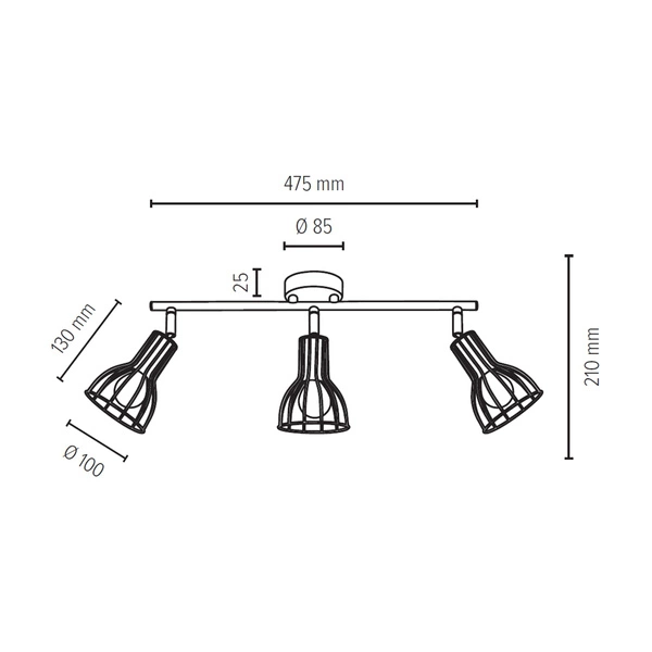 Megan Ceiling Lamp 3xE14 Max.40W Black 2743304