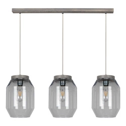 Vaso Pendant Lamp 3xE27 Max.60W Gray Stained Pine/Transparent PVC/Smoked Glass 169120357