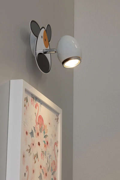 Doggy Wall Lamp 1xGU10 Max.50W White Metal/Chrome Metal/Multicolor Synthetic Material with Dog Pattern 2104102