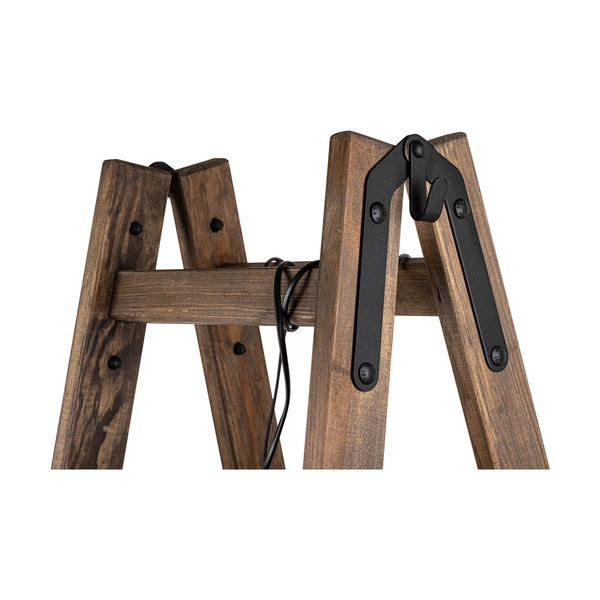 Eskalo Floor Lamp 4xE27 Max.15W LED Stained Pine on Walnut/Black Metal/Black PVC Cable/Natural Linen with black ribbon Shade 1239456