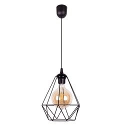 Lampa wisząca Diament 1xE27 maks. 60W Czarny metal/czarny materiał syntetyczny/czarny kabel PVC 2179104