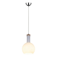 Bottles Pendant Lamp 1xE27 Max.60W Chrome Metal/White Fabric Cable/White Glass 1147102