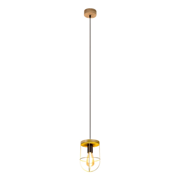 Netuno Pendant Lamp 1xE27 Max.60W Stained Pine Brown/Black Metal/Black PVC Cable/Gold Metal 1811059151