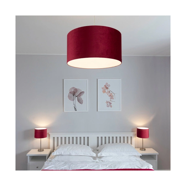 Scarlett Pendant Lamp 1xE27 Max.60W Satin Metal/Transparent PVC Cable/Maroon Velvet Shade 3755027